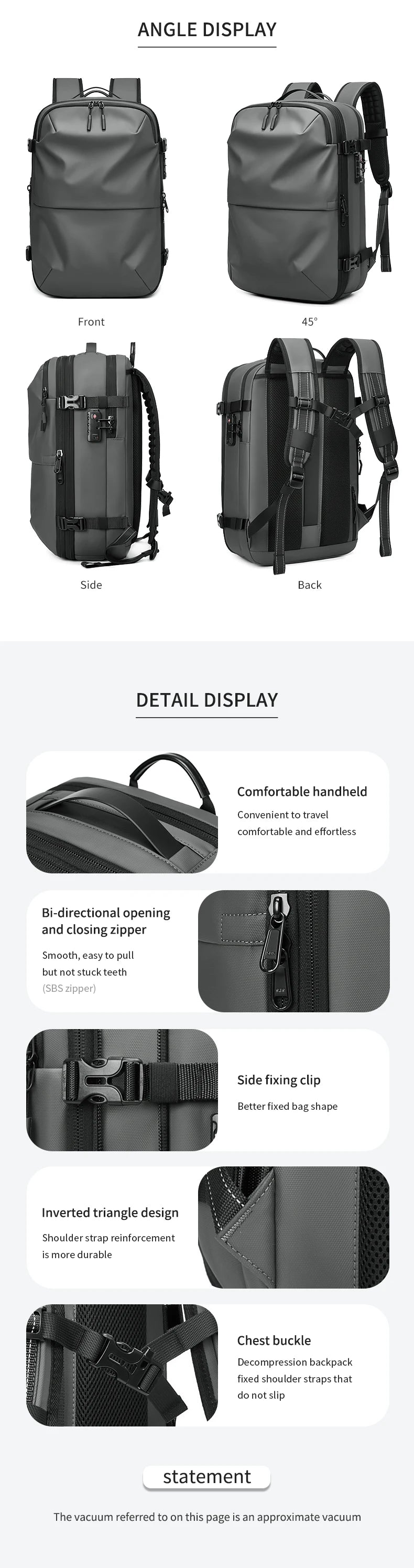 INFEYLAY 17" Vacuum Compression Travel Backpack