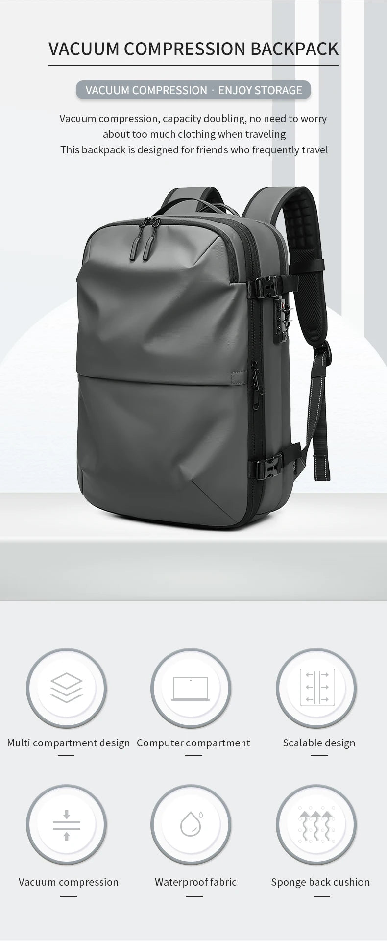 INFEYLAY 17" Vacuum Compression Travel Backpack